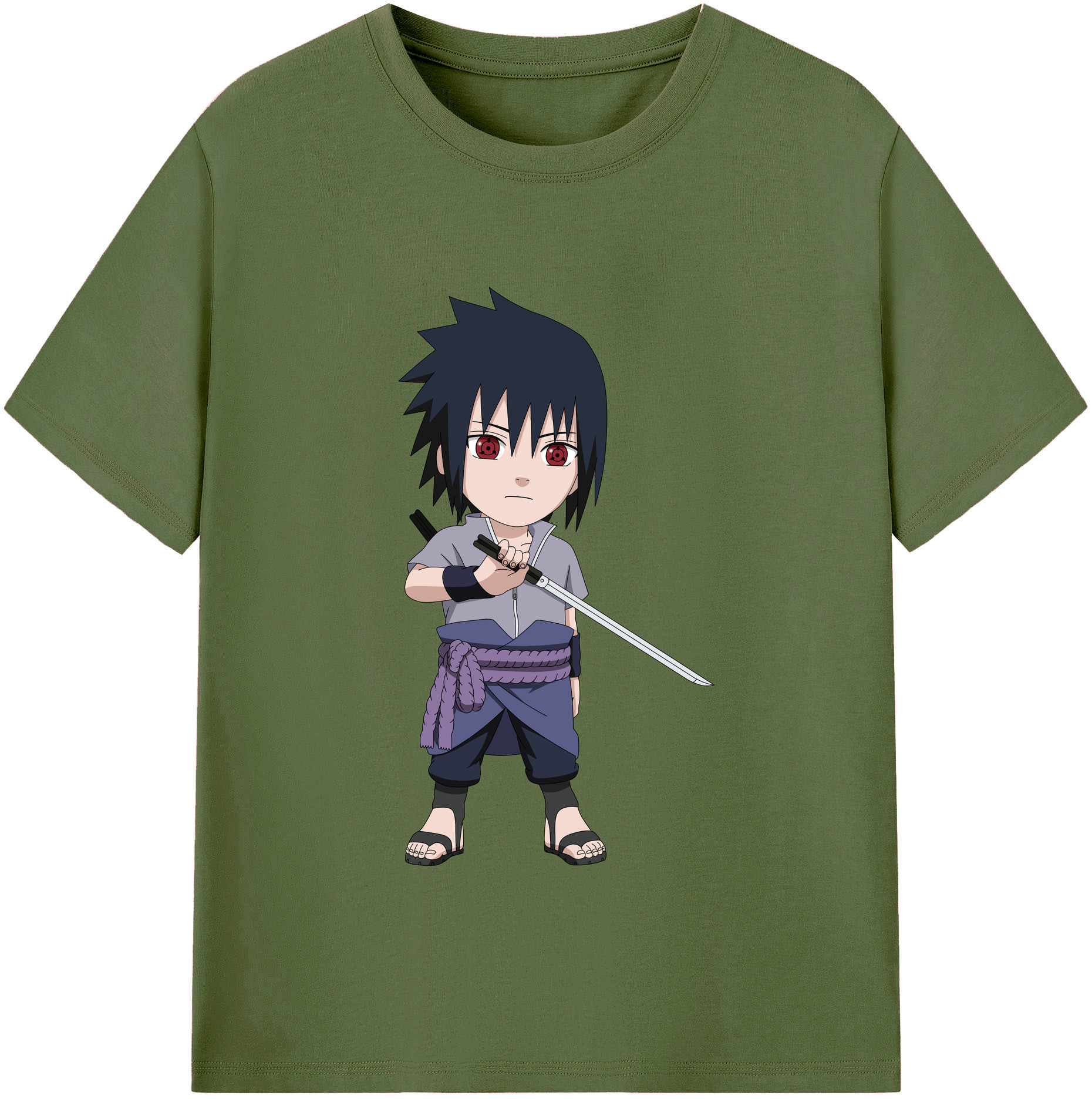 （画像用） NARUTO -ナルト- うちは サスケ Uchiha Sasuke 綿100％半袖Tシャツ（フロントプリント）